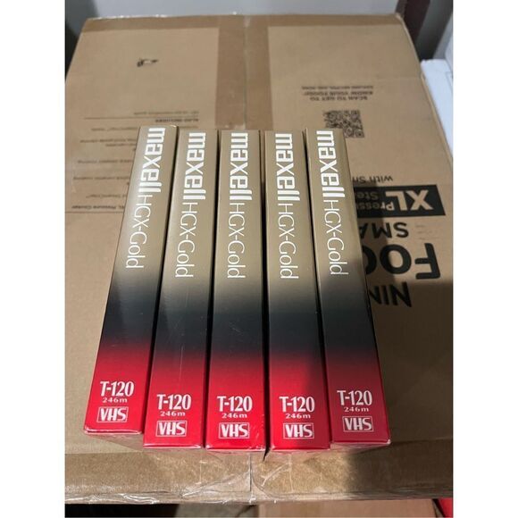 Maxell VHS HGX-Gold Premium High Grade 6 Hour Recording Time T-120 VHS QTY 5 - Picture 1 of 3